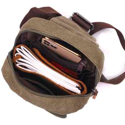 Сумка Vintage Чоловіча через плече з текстилю Оливкова (21231) Вінниця
