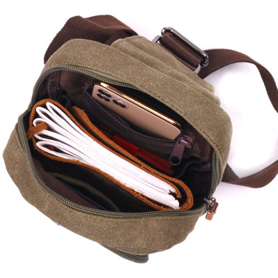 Сумка Vintage Чоловіча через плече з текстилю Оливкова (21231) Вінниця - фото 5