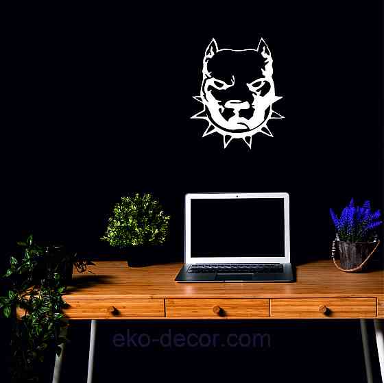 Декоративне настінне Панно «Пітбуль», Декор на стіну 90*76 см, Білий Київ