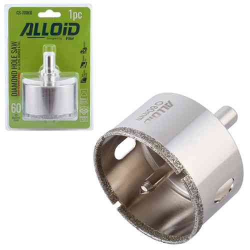 Свердло корончате алмазне по склу та кераміці 60мм з центрувальним свердлом Alloid Одеса