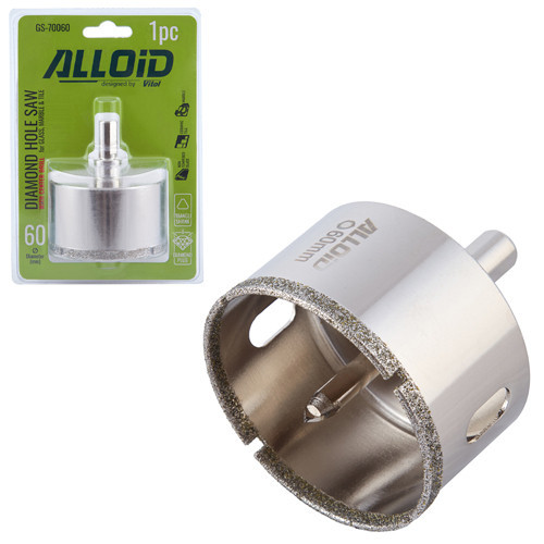 Свердло корончате алмазне по склу та кераміці 60мм з центрувальним свердлом Alloid Одеса - фото 1