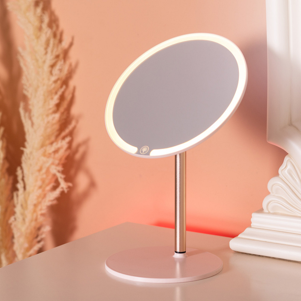 Дзеркало косметичне з підсвічуванням кругле настільне Ø21 см для макіяжу Рожеве HP-10-7AP Київ - фото 6