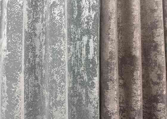 Комплект штор VR-Textil Жакард Мармур 150х270 2шт і Тюль 600х270 1669ш-1400т Какао з білим 71-008/5 Київ