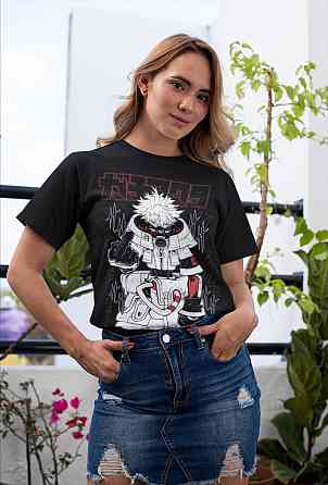 Футболка для хлопчика з аніме принтом Гакхіакута Томе Джапанесе Танкобон оверсайз (зріст від 165 до 180) Чорний AnimeJ0152m Дніпро