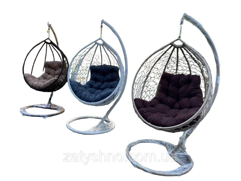 Підвісне крісло з ротанга Кокон з подушкою Київ - фото 2