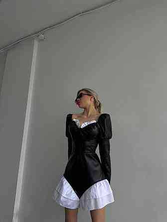 Жіноча стильна сукня з еко-шкіри+щільний котон Одеса