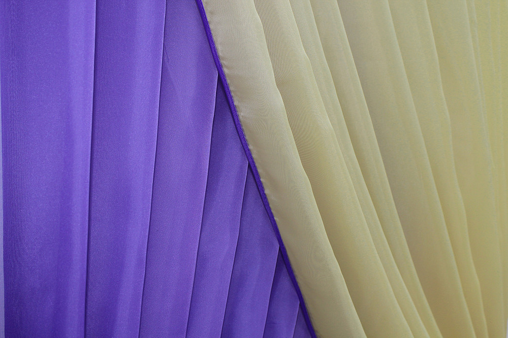 Кухонні шторки VR-Textil № 060к "Дует" з підв'язками фіолетовий з темно-бежевим 330х170 см (50-234) Київ - фото 3