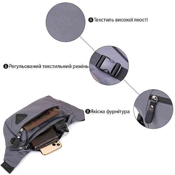 Бананка нейлон Vintage 20638 Сіра Київ