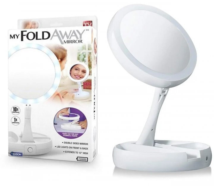 Складное зеркало для макияжа с Led подсветкой увеличение 10x My Fold Away Mirror Киев - изображение 8