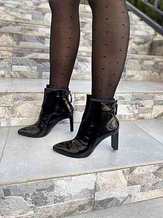 Crisma Черевики жіночі CRISMA чорні шкіра лакована каблук 8 см висота 10 см (0174B/8057/8045) Коломыя