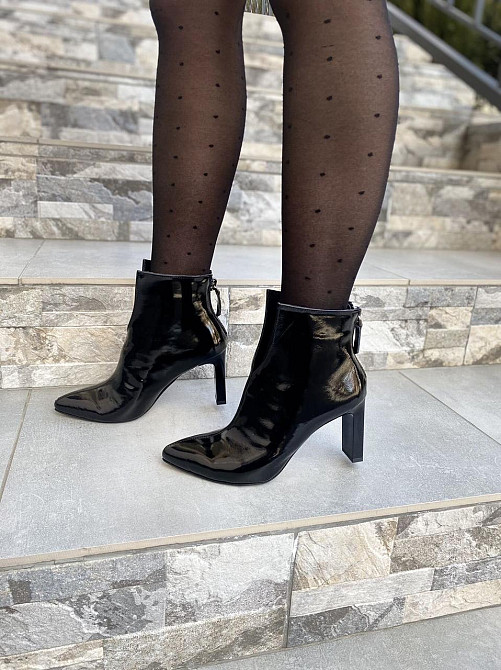 Crisma Черевики жіночі CRISMA чорні шкіра лакована каблук 8 см висота 10 см (0174B/8057/8045) Коломыя - изображение 5