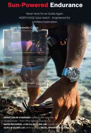 Годинник чоловічий наручний North Edge Triton 30 Bar (Сріблястий) Київ