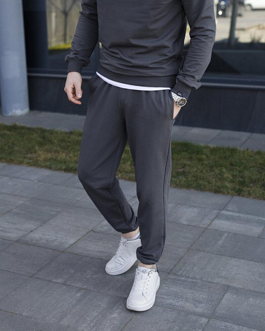 Мужские штаны джоггеры с карманами темно-серые Pobedov 95 Киев - изображение 1