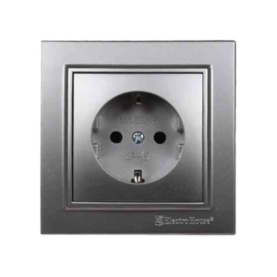 Розетка с заземлением 16А, термопластик, Enzo серебряный камень Днепр