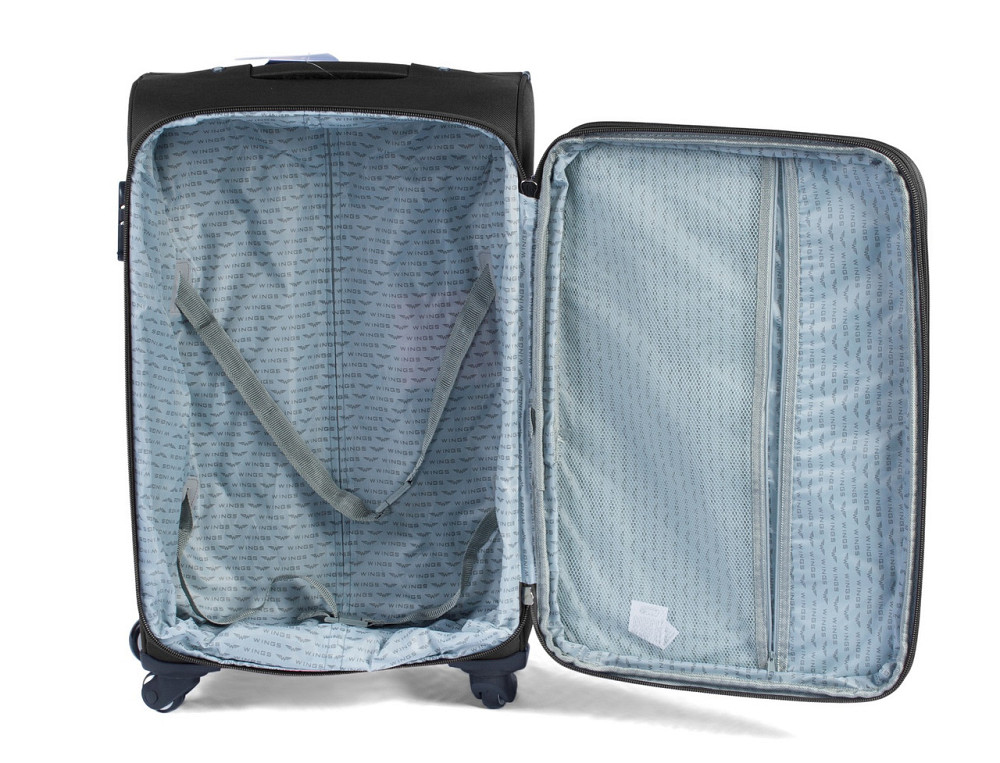 Чемодан тканевый WINGS 1706 большой 75 см черный 4 колеса Киев - изображение 6