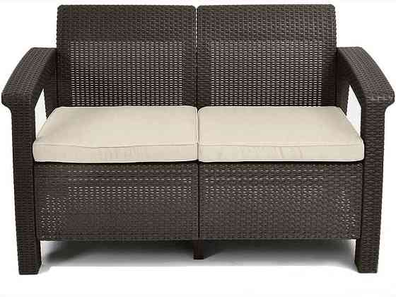 Диван пластиковий садовий Keter Corfu II Love seat, коричневий Київ