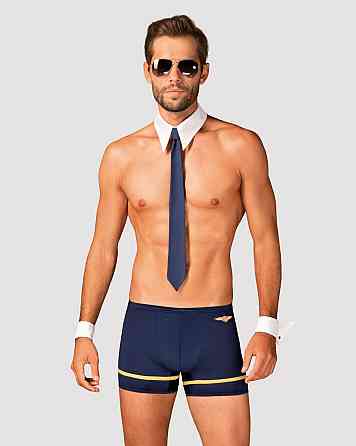Эротический костюм пилота Obsessive Pilotman set 2XL/3XL, боксеры, манжеты, воротник с галстуком, оч Sex Aura Киев