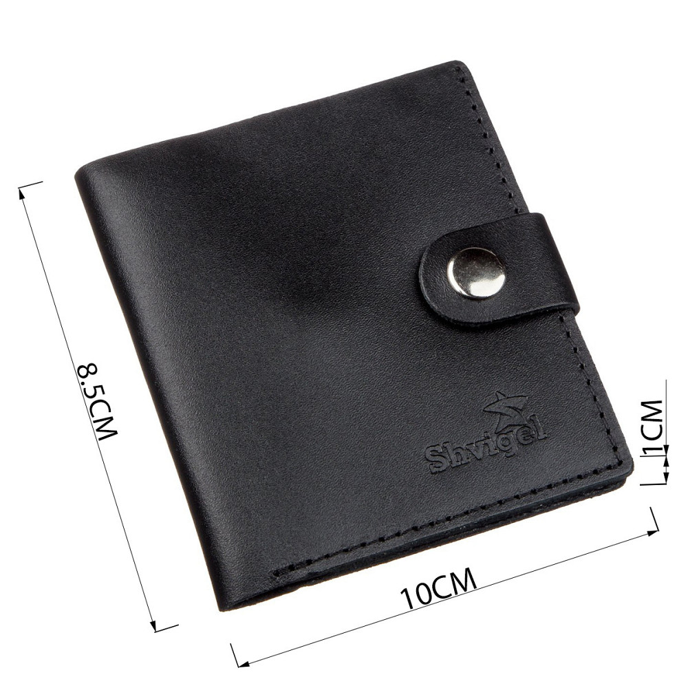 Портмоне вертикальное мужское кожаное с монетницей SHVIGEL 16221 Черное Киев - изображение 3