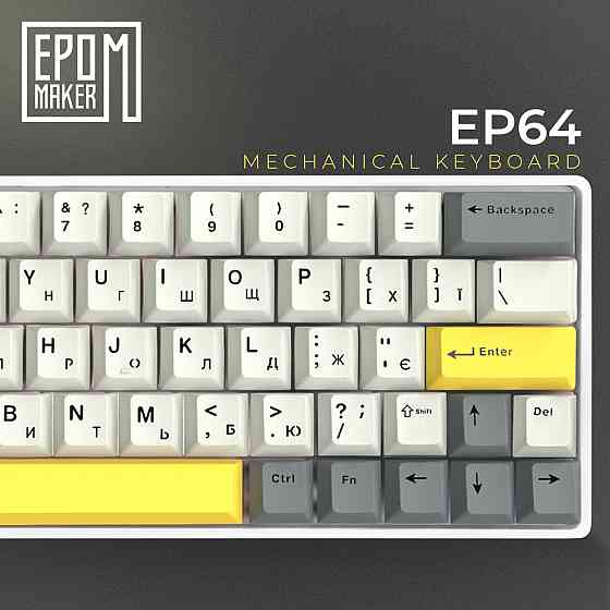 Клавіатура бездротова Epomaker EP64 60% Mulan Switch Hot-Swap (2.4G/BT/USB) RGB UA White (EP64-W-M) Білий Харків