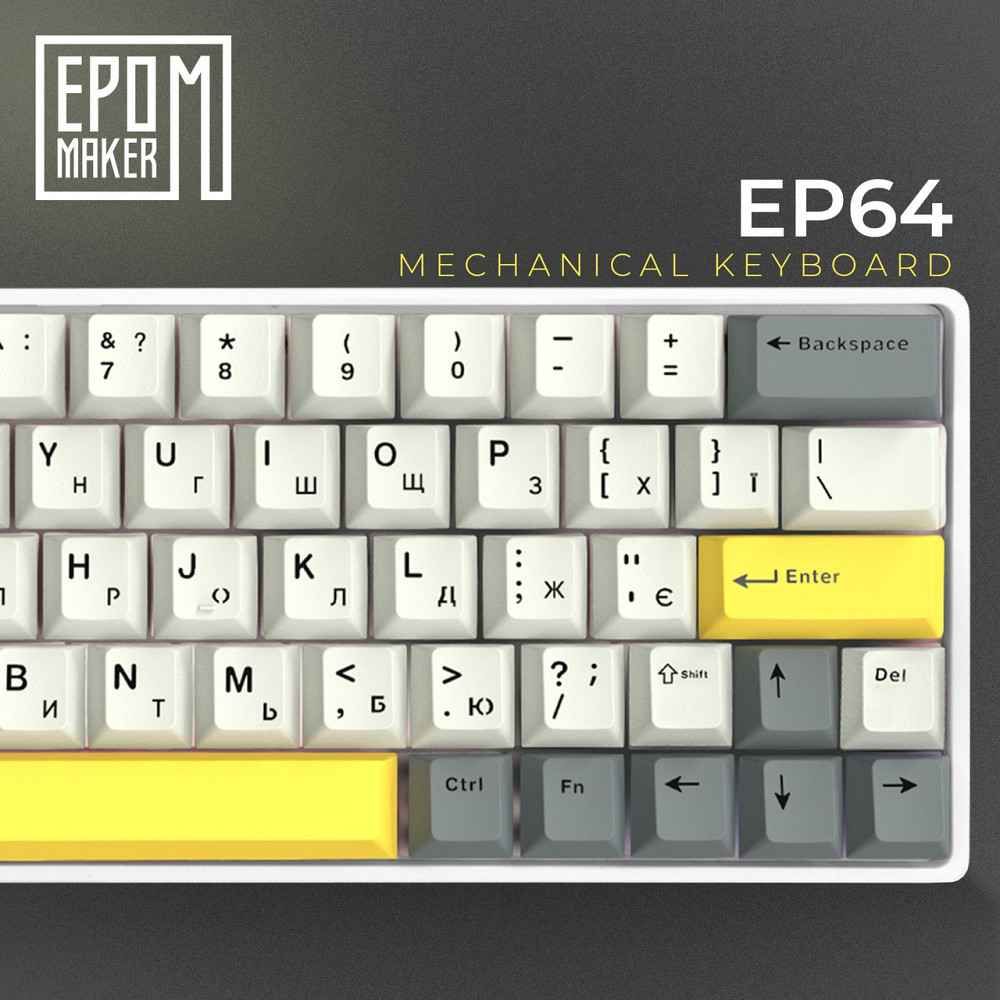 Клавіатура бездротова Epomaker EP64 60% Mulan Switch Hot-Swap (2.4G/BT/USB) RGB UA White (EP64-W-M) Білий Харків - фото 5