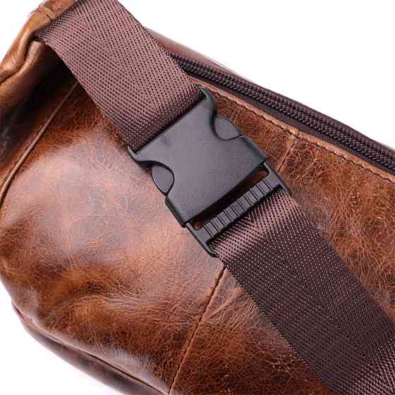 Бананка для мужчин в винтажном стиле из натуральной кожи Vintage sale_15106 Коричневый Киев