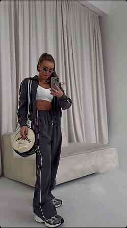 Женский стильный теплый костюм двойка трехнитка на флисе Графит, 44/46 Одесса