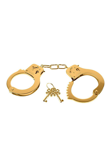 Наручники з ключиком та запобіжним важелем Pipedream Fetish Fantasy Gold золотистого кольору Sex Aura Київ - фото 2