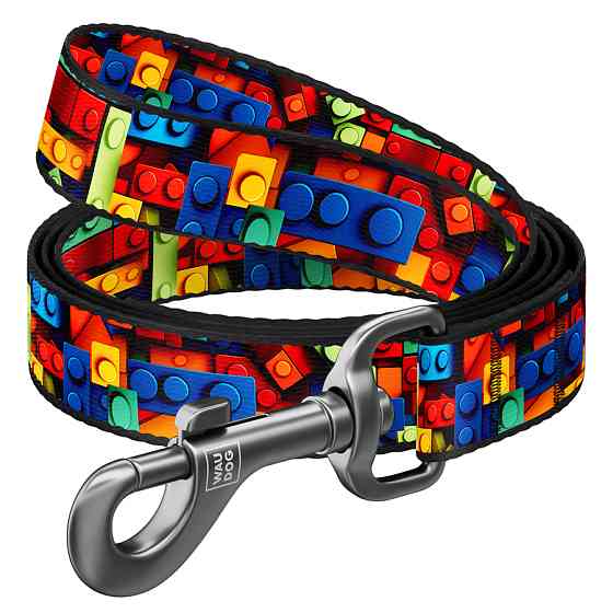 Повідець для собак нейлоновий WAUDOG Nylon, малюнок "Блоки", M, Ш 20 мм, Дов 300 см Коломыя