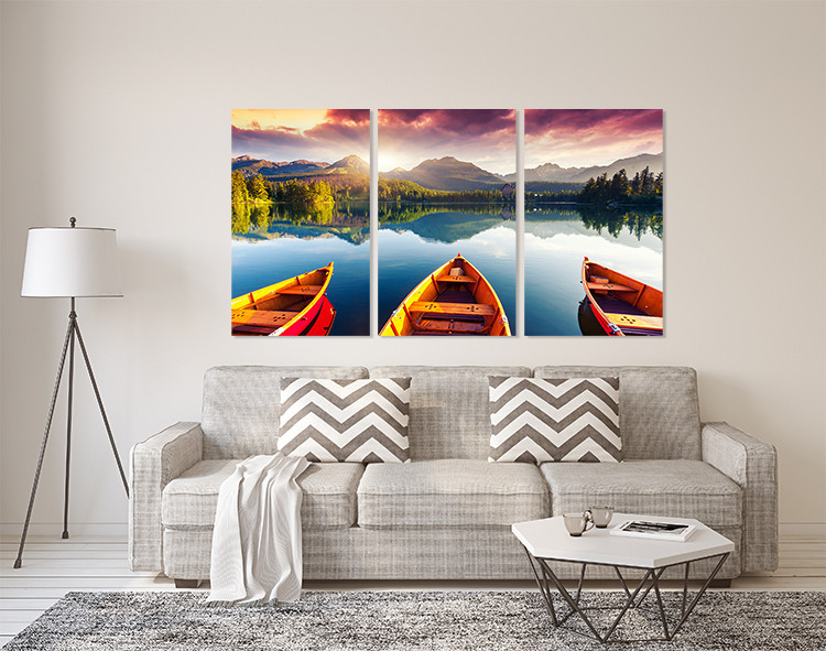 Модульная картина в гостиную / спальню   Гірське озеро з човнами      ART-306_3A 100х150 см Киев - изображение 2