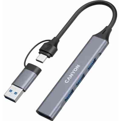 Концентратор Canyon hub DS-02 4in1 USB-A/C Grey (CNS-TDS02G) Винница