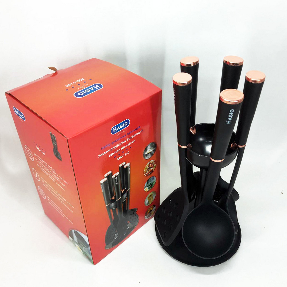 Подставка под кухонные аксессуары силикон MAGIO, Набор кухонный на стойке, Набор для готовки из нейлона VT-16 Львов - изображение 4