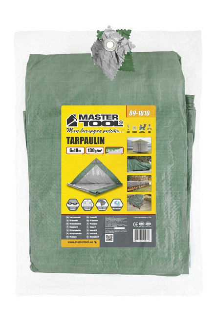 MASTERTOOL Тент MASTERTOOL GREEN/SILVER 6х10 м двосторонній 130 г/м² 89-1610 Киев - изображение 4
