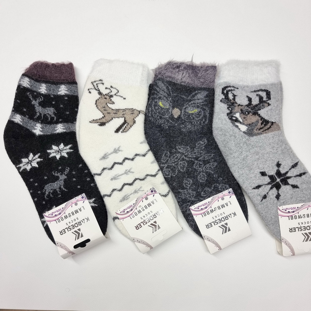 Женские шерстяные теплые носки зимний принт (2шт) Kardesler 10234 Киев - изображение 1