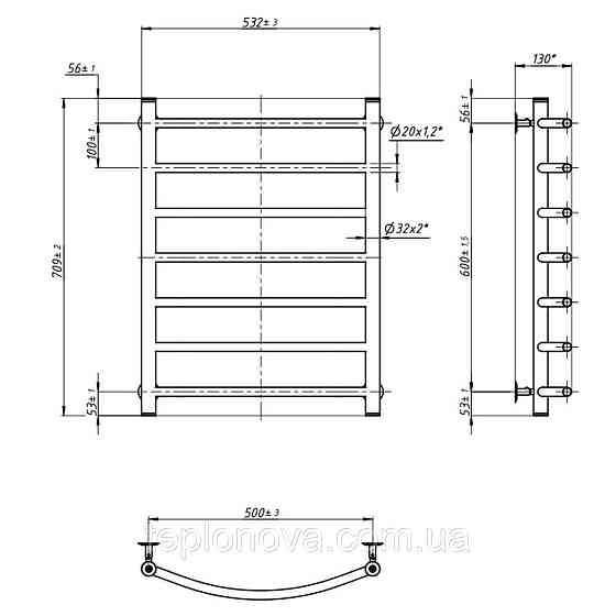 Полотенцесушитель Камелия 500х700 Черновцы