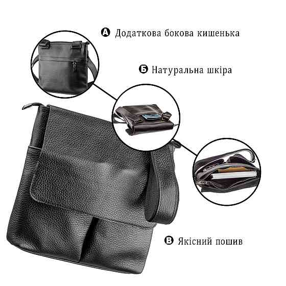 Сумка из натуральной кожи Черная (SHVIGEL) Киев