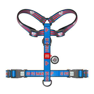 Шлея для собак WAUDOG Nylon H-подібна з QR-паспортом "Супермен Ретро", світловідбивна XL (346-1082) Вінниця