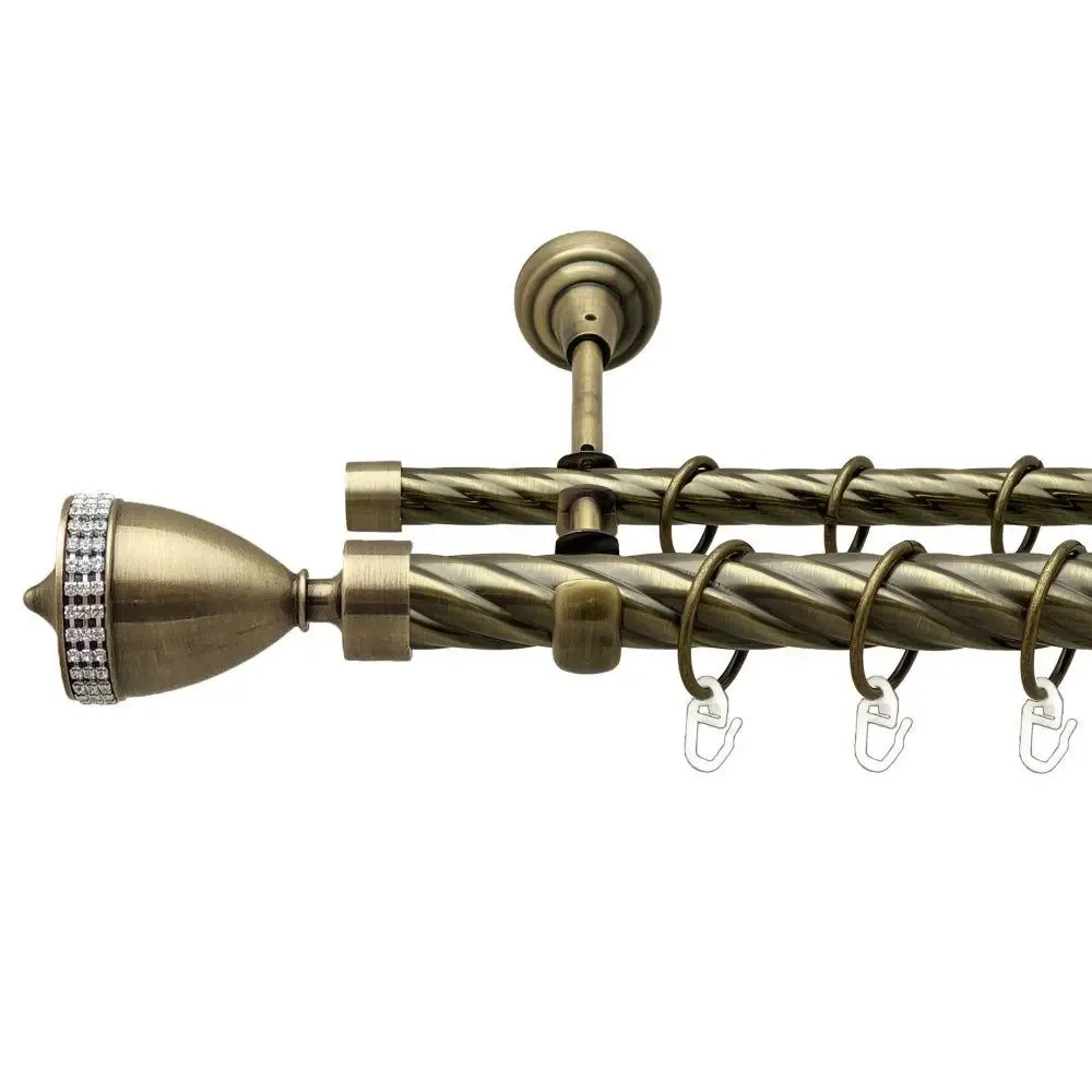 Карниз Orvit Етернія металевий дворядний відкритий скручена труба кільце металеве Антик 25\16 мм 200 см (00-00018062) Львів - фото 1