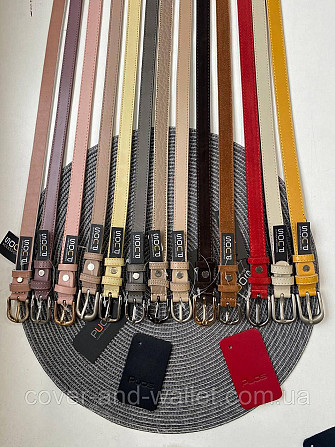 Бирюзовый женский кожаный ремень среднего размера 25 мм PS Leather Киев - изображение 4