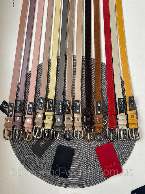 Бірюзовий шкіряний жіночий ремінь середнього розміру 25 мм PS Leather Київ - фото 4