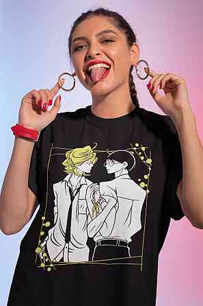 Футболка для хлопчика з аніме принтом Доукйуусеі Классматес Манга Хікару оверсайз (зріст від 165 до 180) Чорний AnimeJ0282m Дніпро