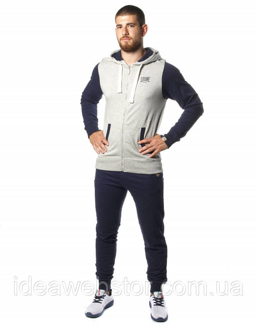 Спортивний костюм чоловічий Leone Fleece Grey Blue M сіро-синій утеплений костюм для спорту тренувань і повсякденного носіння Київ - фото 8