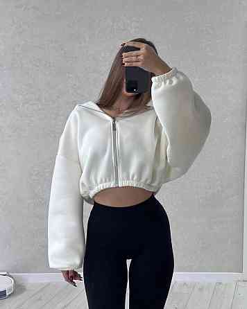 Жіноча стильна та тепла зіп-худі оверсайз трьохнитка на флісі Одеса