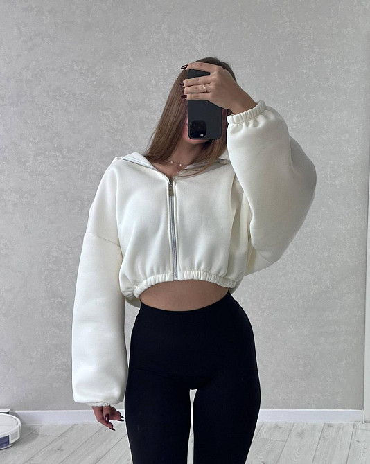 Жіноча стильна та тепла зіп-худі оверсайз трьохнитка на флісі Одеса - фото 5