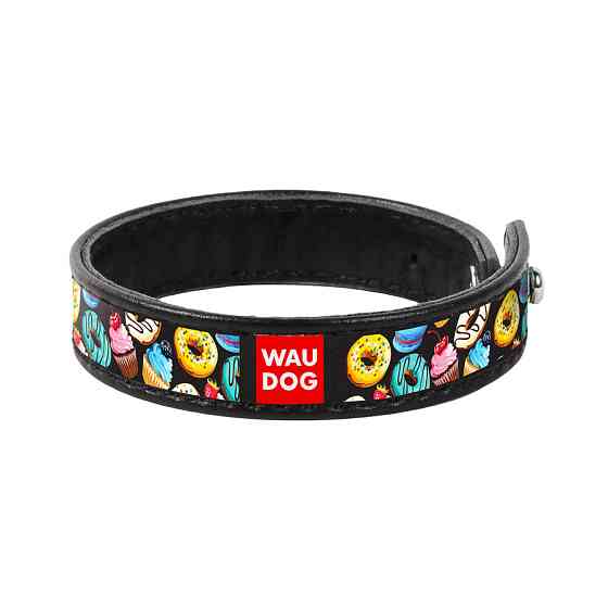 Браслет WAUDOG Design з малюнком "Пончики", преміум шкіра (ширина 15 мм, довжина 18-20 см) чорн Коломия