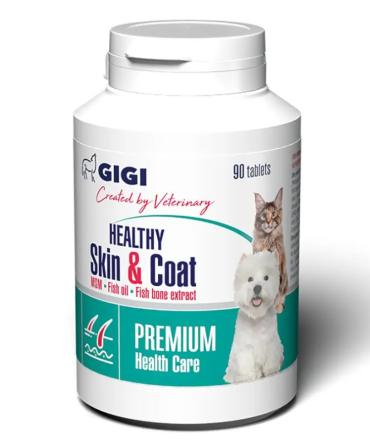 Витамины GIGI HEALTHY Skin & Coat для лечения дерматитов и улучшения состояния шерсти кошек и собак №90 табл. Винница