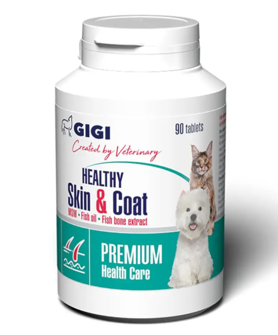 Вітаміни GIGI HEALTHY Skin & Coat для лікування дерматитів і покращення стану шерсті котів та собак №90 таблеток Вінниця - фото 1
