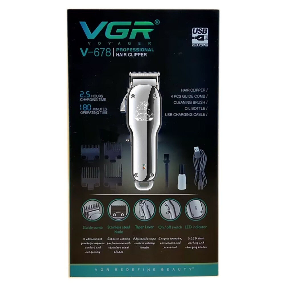 Машинка для стрижки VGR V-679: 5 Вт, 1500 мА·год, 180 хв, ножі 0.8–2 мм, 4 насадки до 13 мм, LED, USB, АКБ/Мережа Одеса - фото 4