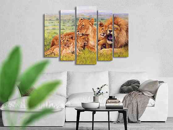 Модульна картина у вітальню / спальню Прайд левів Art-253_5 ( 80х118см ) Київ