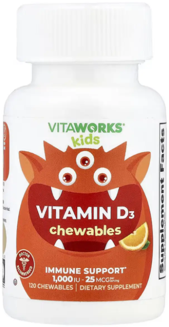 Витамин D3 для детей Lifeable VitaWorks Kids Vitamin D 120 жев таб апельсин Киев - изображение 1