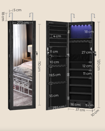 Дзеркало-шафа Leobert Kors з підсвіткою в стилі Loft чорний Київ